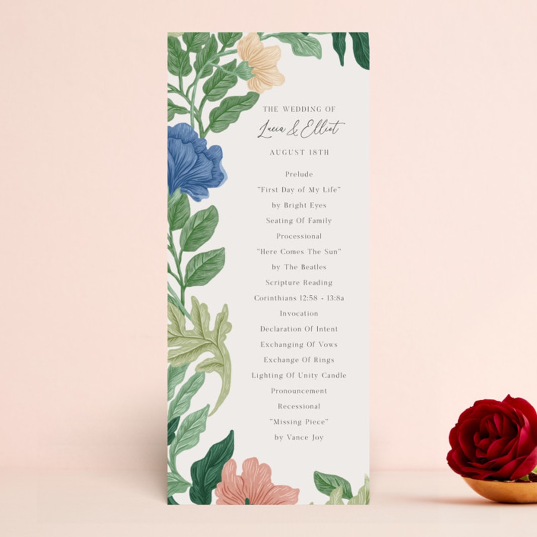 "Floral Garden" - Wedding Programs in Garden by Elly - Front