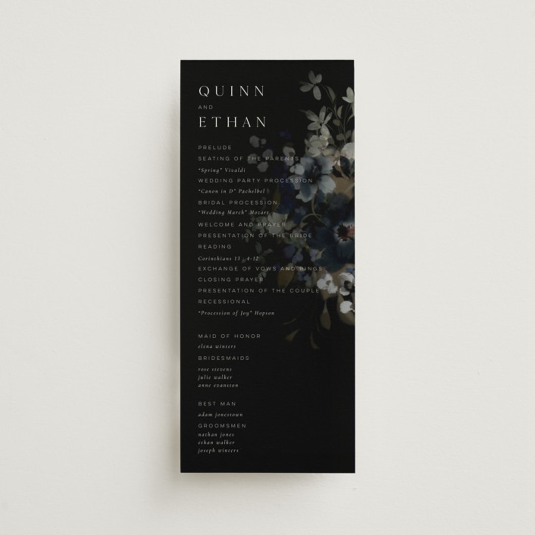 "Vintage Botanical" - Wedding Programs in Midnight by Grace Kreinbrink - Front