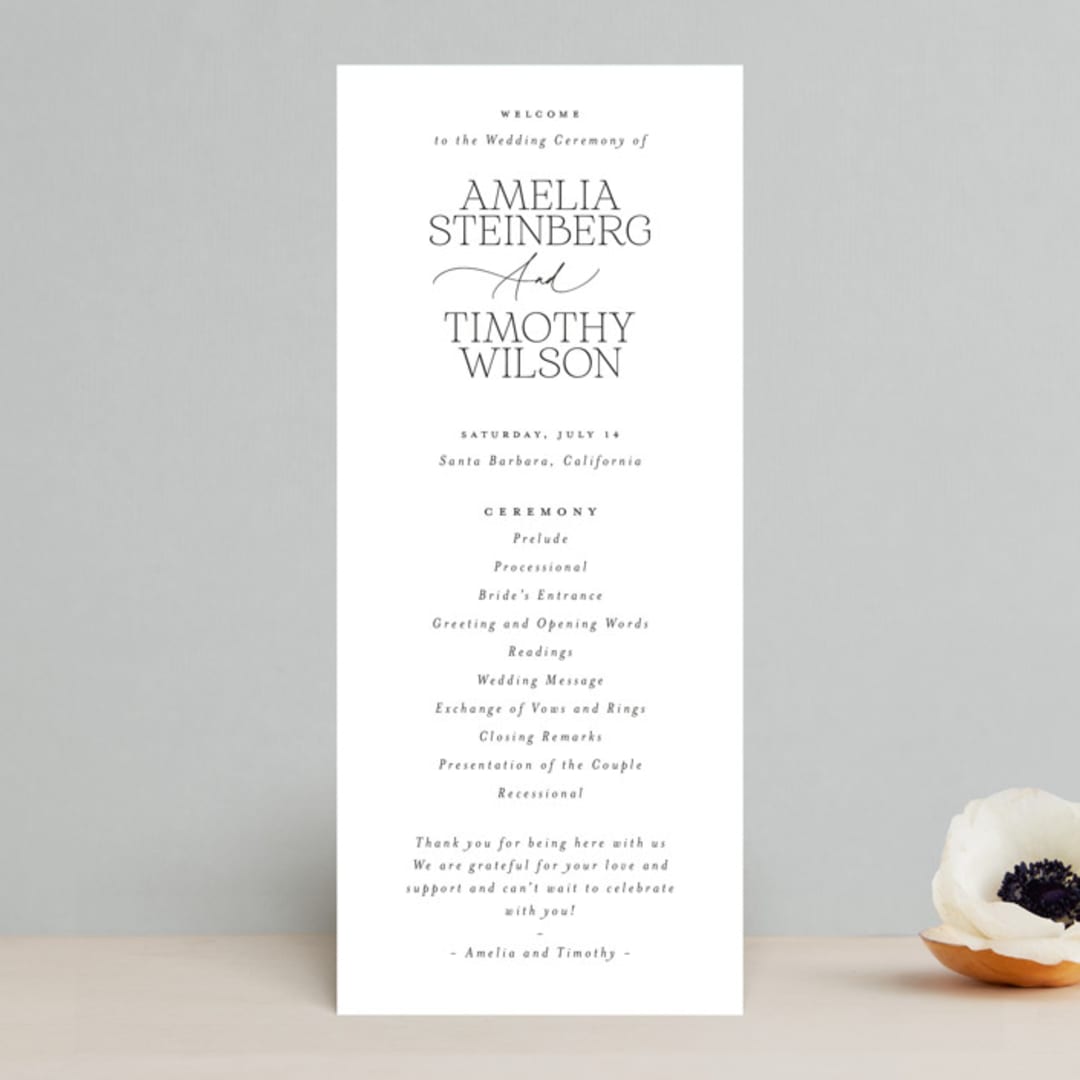 "Dashing" - Wedding Programs in Pearl by Benita Crandall - Front