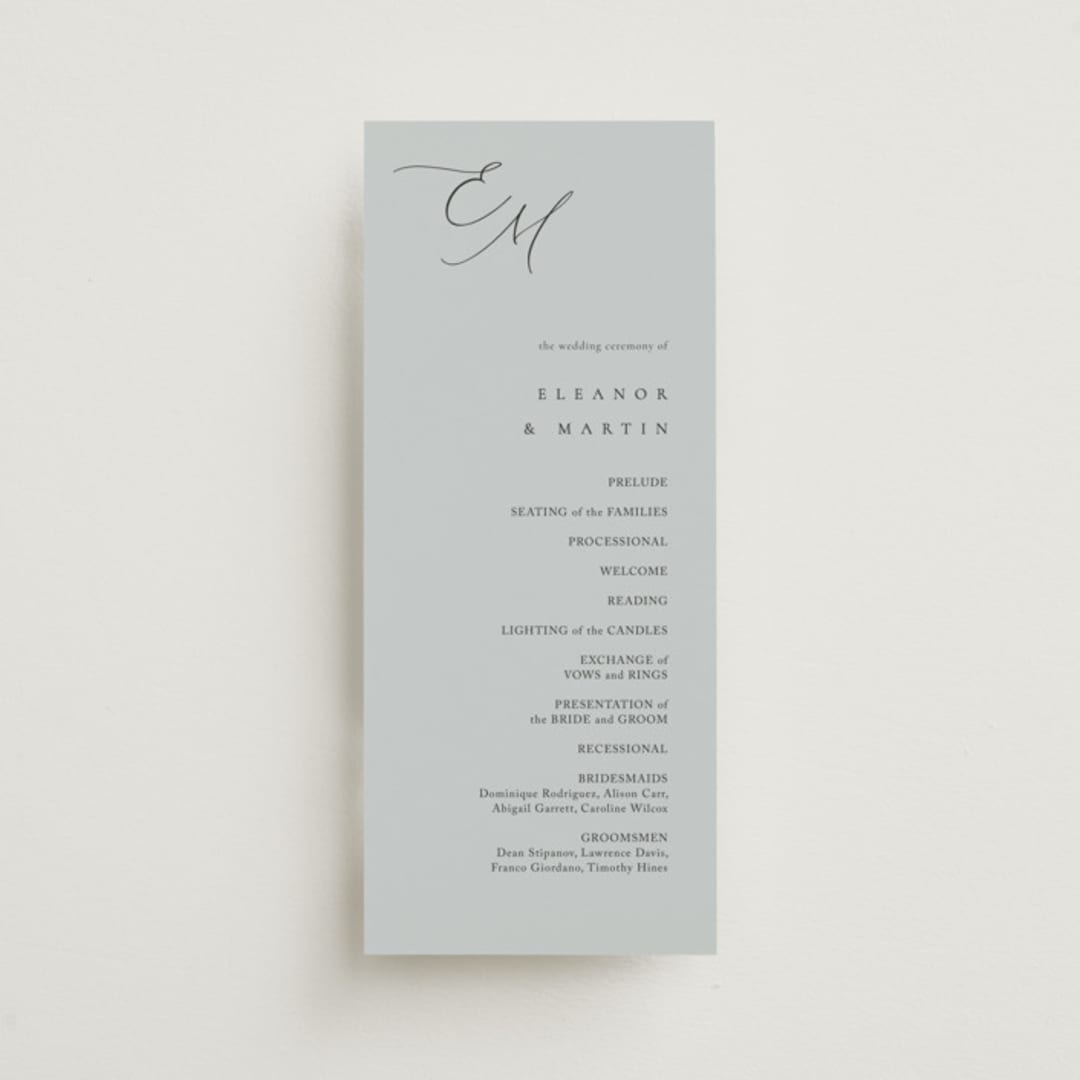 "Corner" - Wedding Programs in Sky by Kelly Schmidt - Front