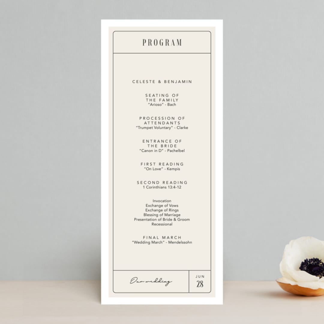 "Everlasting" - Wedding Programs in Cotton by FRANI - Front