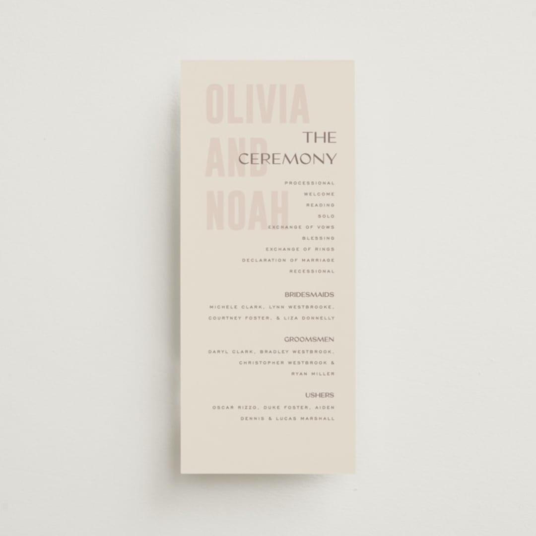 "Salted" - Wedding Programs in Blush by Pixel and Hank - Front