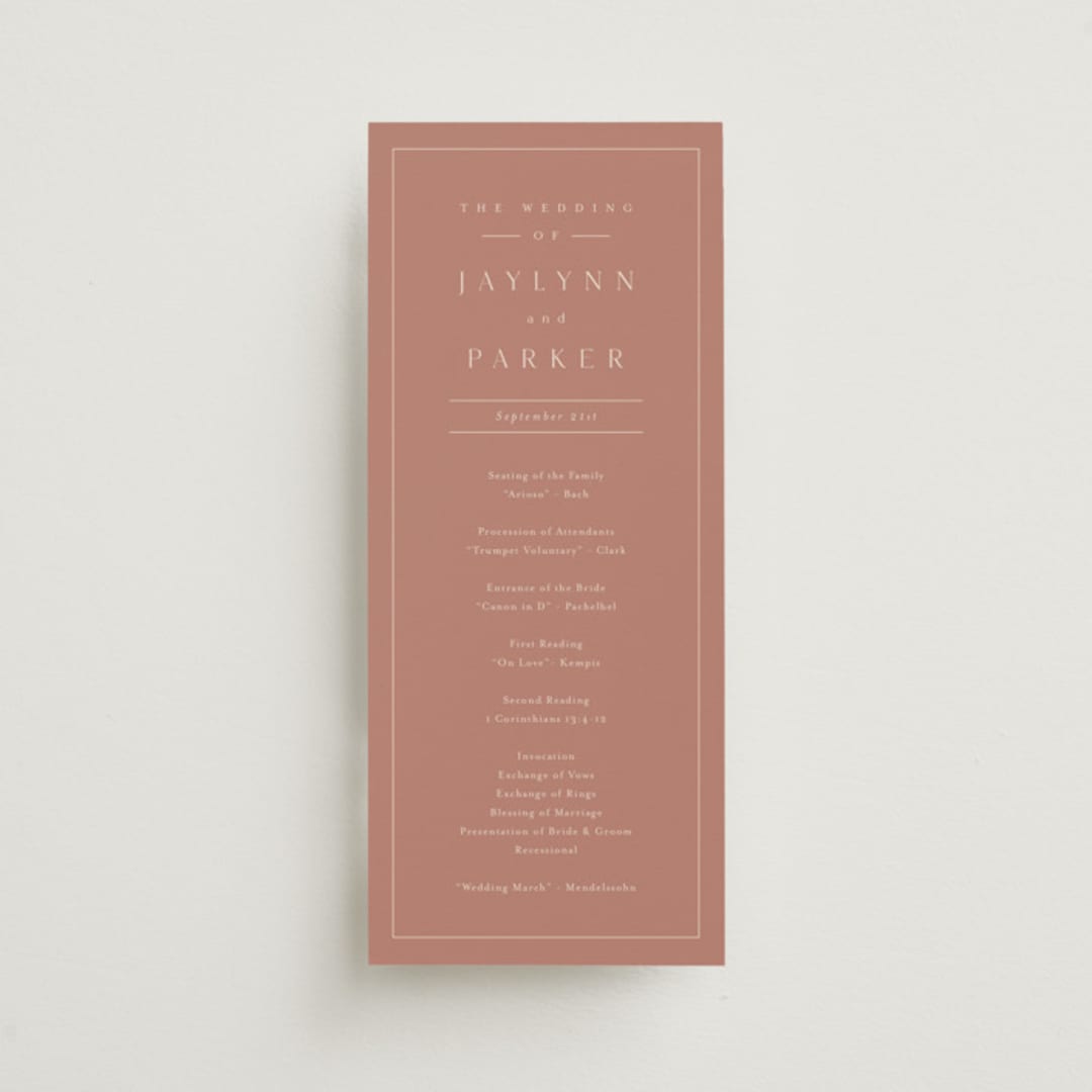 "Warm affection" - Wedding Programs in Dusty Rose by Stacey Meacham - Front