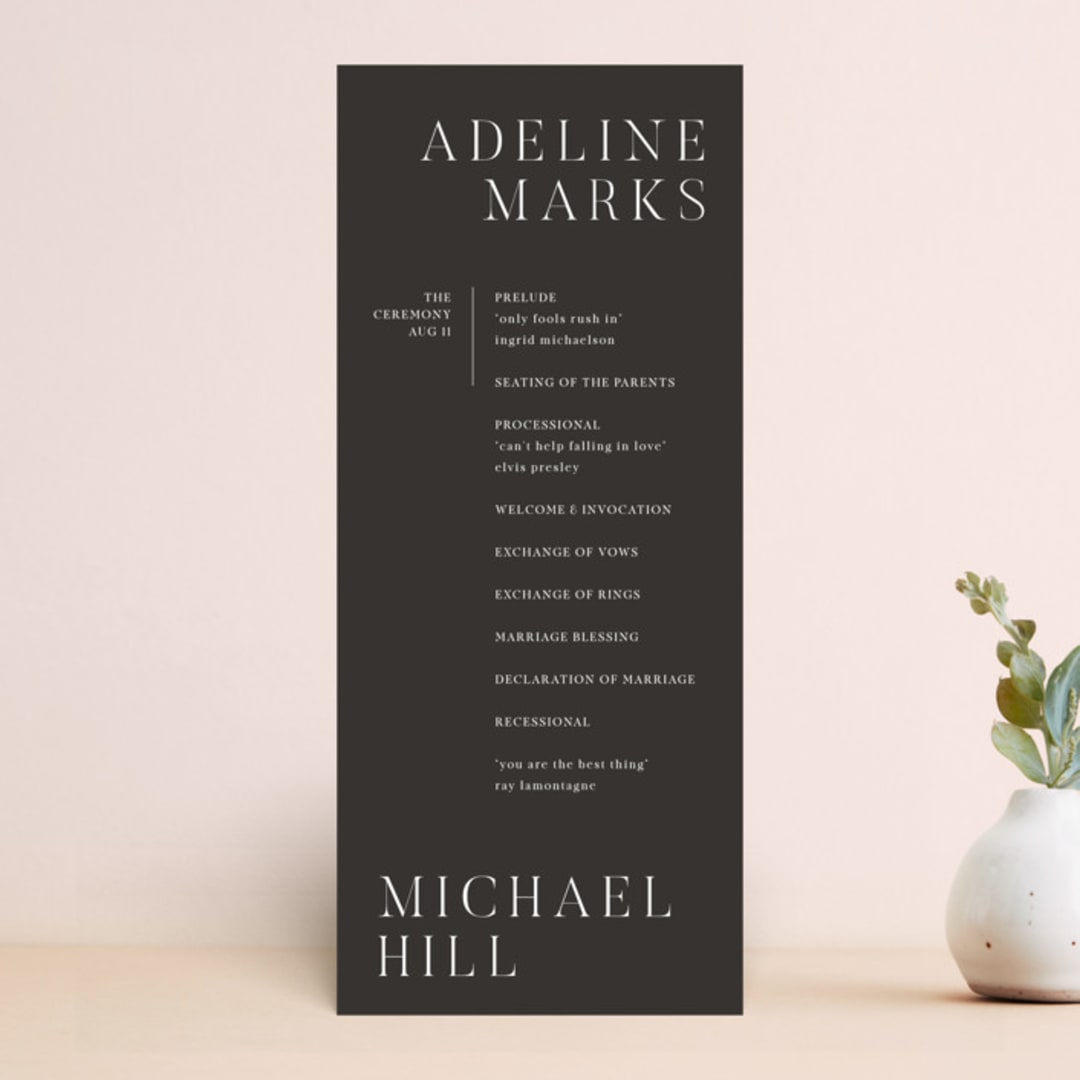 "Around the Way" - Wedding Programs in Slate by That Girl Press - Front