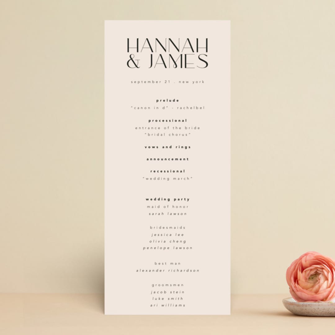 "West Side" - Wedding Programs in Slate by Hudson meet Rose - Front