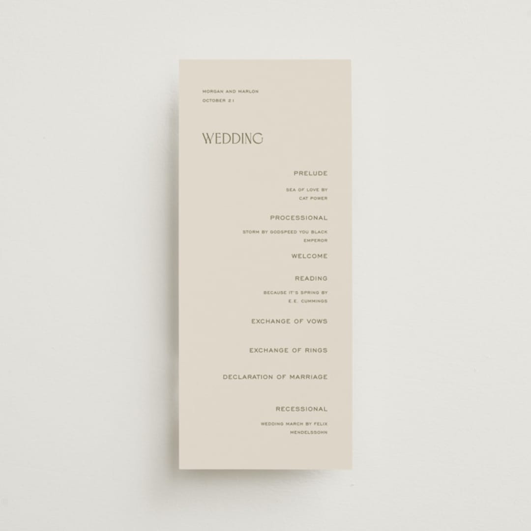 "Eisin" - Wedding Programs in Vanilla Bean by Pati Cascino - Front