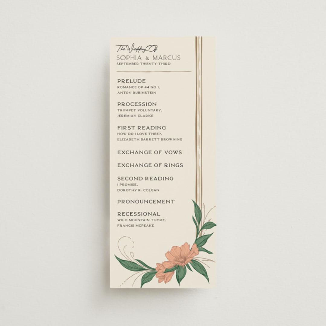 "Charming" - Wedding Programs in Almond by GeekInk Design - Front