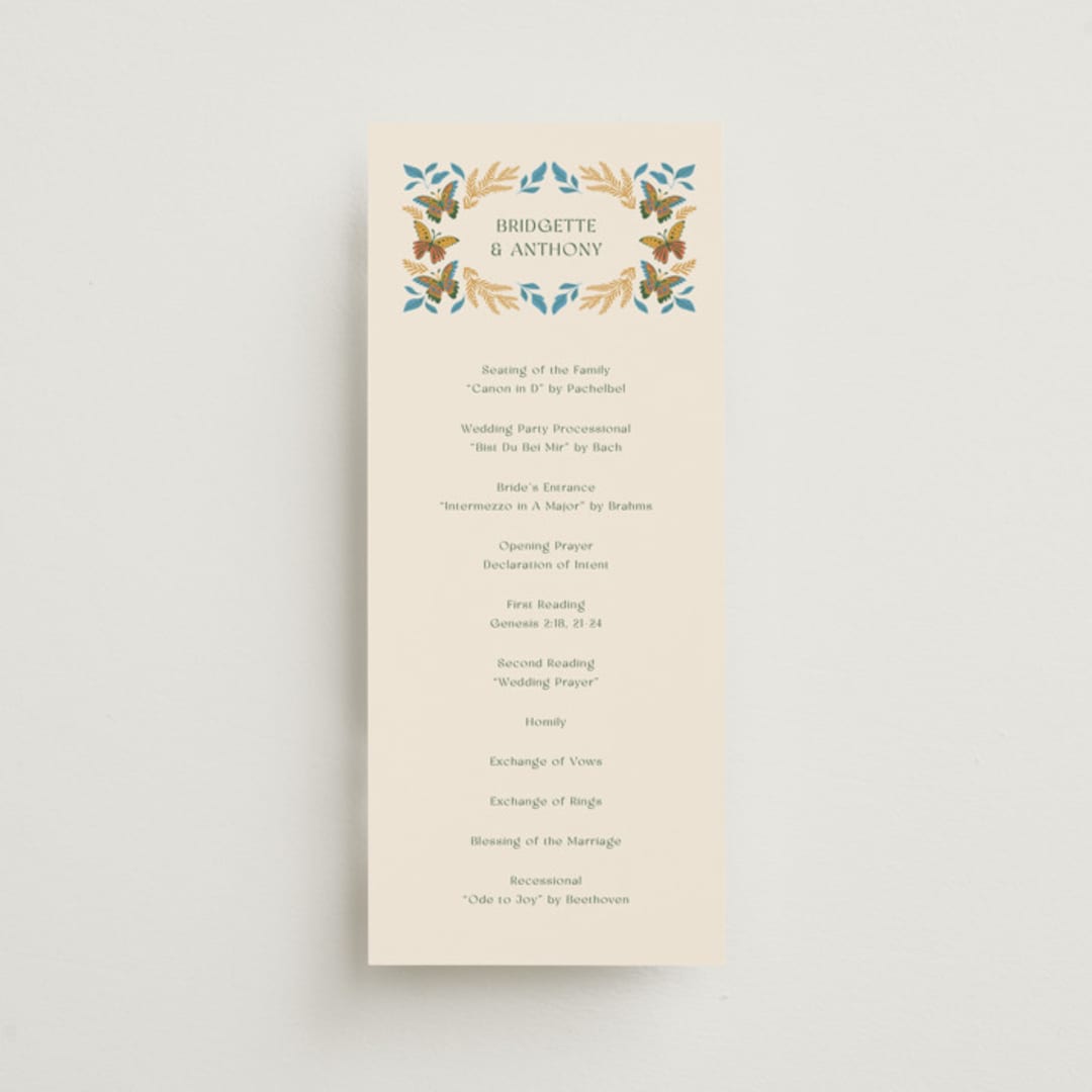 "Flutter" - Wedding Programs in Sunset by Jen Owens - Front