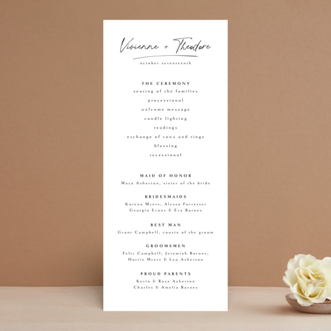"A formal request" - Wedding Programs in Jet by Lea Delaveris - Front