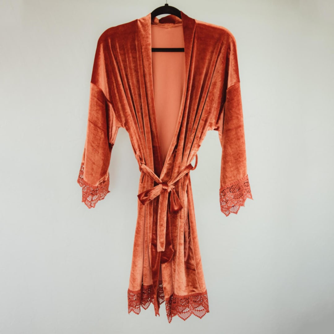 Rust Orange Velvet Robe