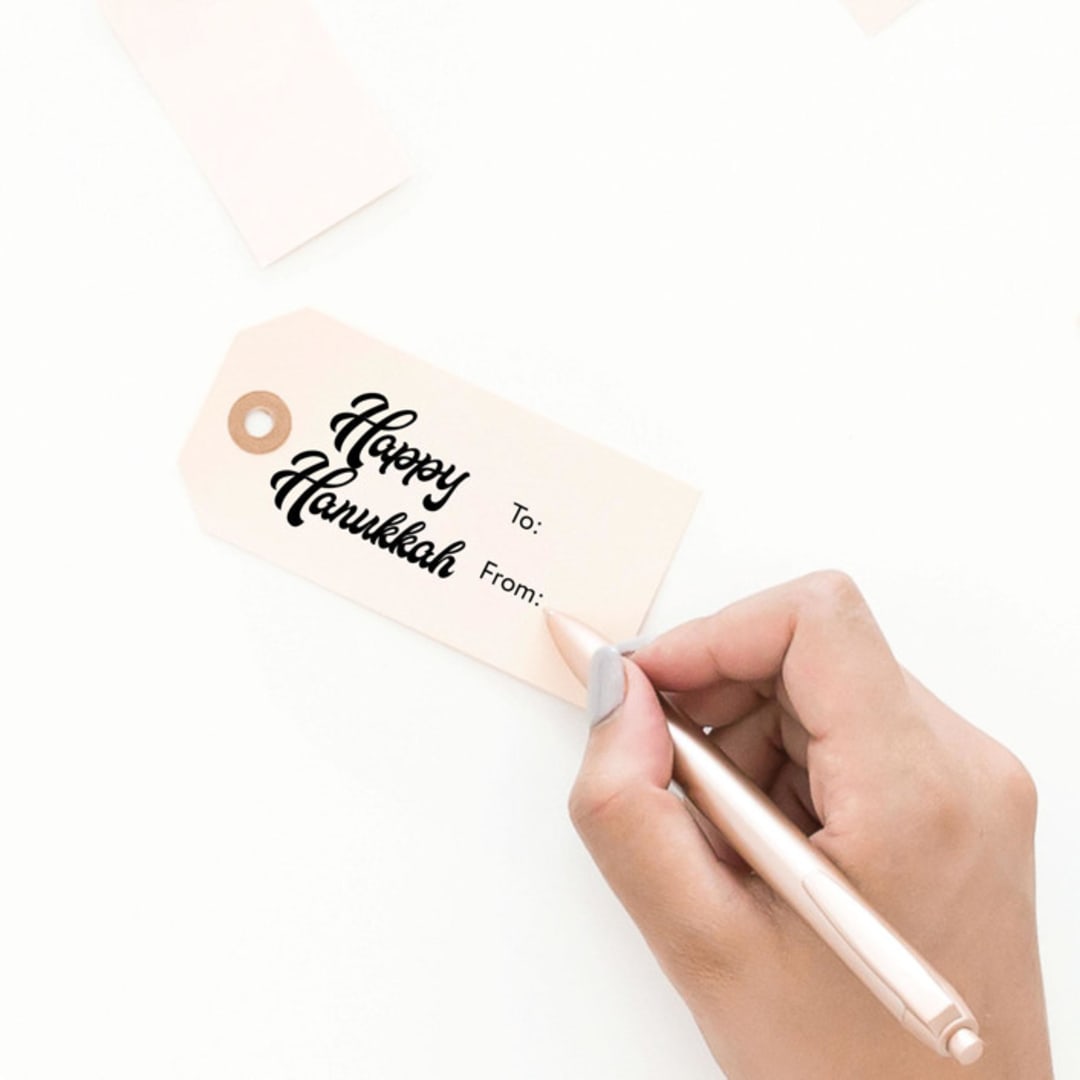 "Happy Hanukkah To From Tag Stamp" - Rubber Stamps in black by The Homebody Society