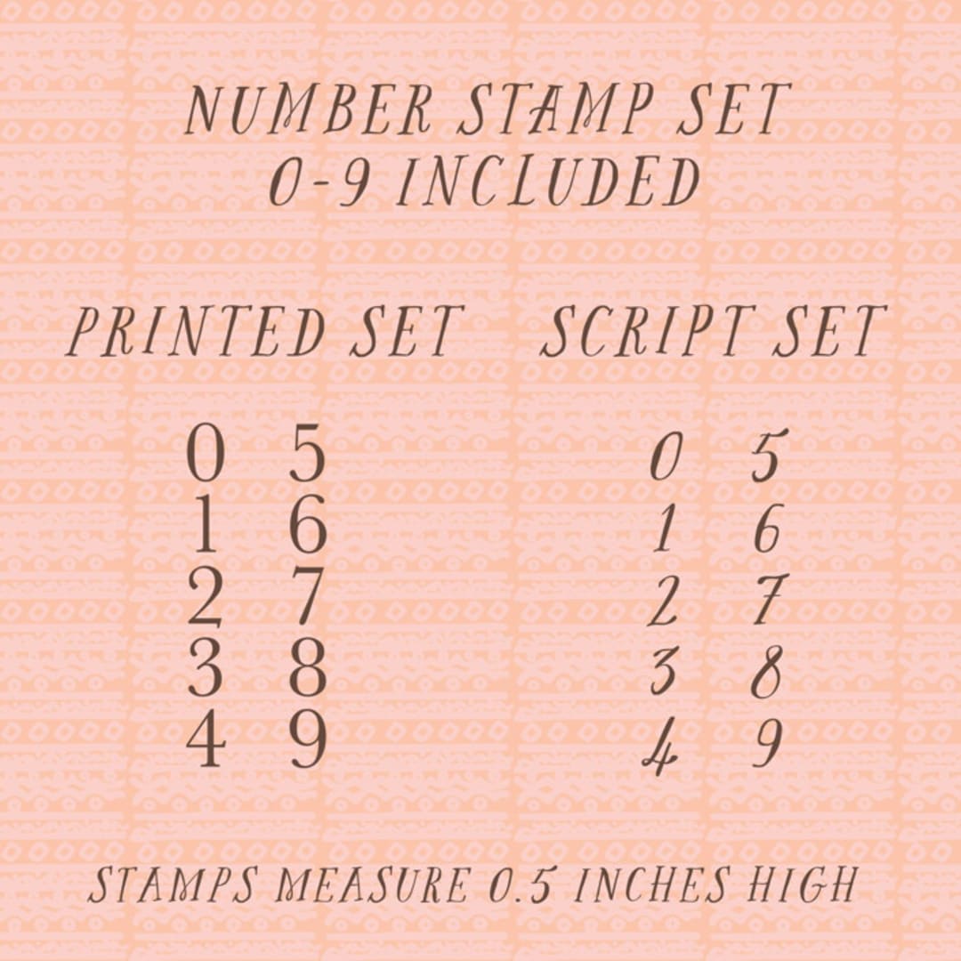 "Numbers 0-9 Set of Rubber Stamps for Place Cards" - Rubber Stamps in natural by The Homebody Society