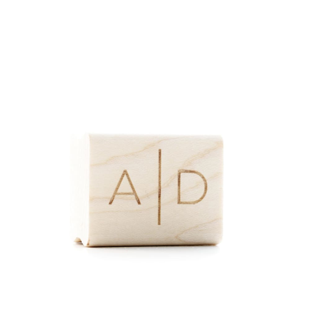 "Personalized Wedding Monogram Stamp / Modern Minimalist" - Rubber Stamps in natural by Paper Sushi