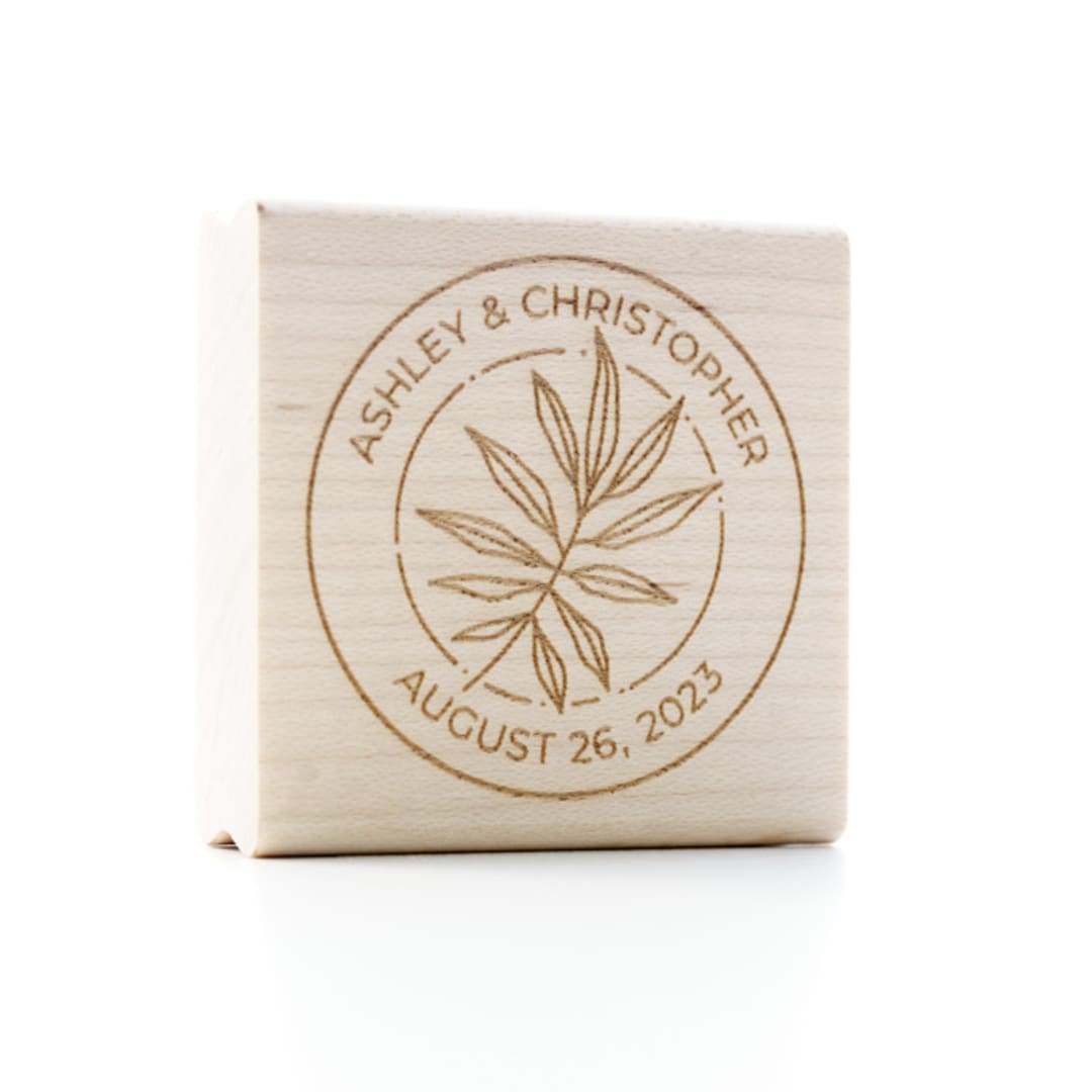 "Personalized Wedding Stamp / Foliage Medallion" - Rubber Stamps in natural by Paper Sushi