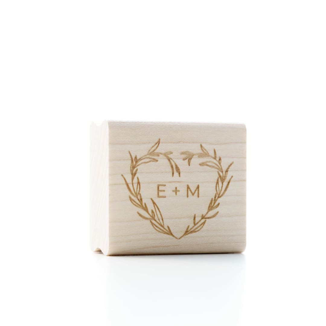"Personalized Heart Wedding Monogram Stamp" - Rubber Stamps in purple by Paper Sushi