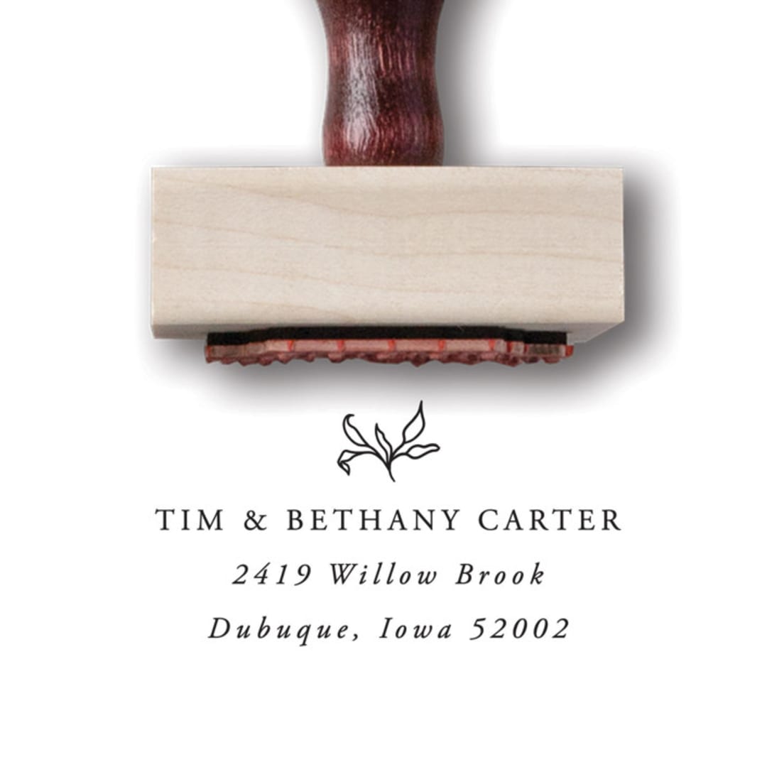 "Custom Return Address Stamp | Floral Wooden Rubber Stamp" - Address Stamps in multicolor by Alyssa Cook