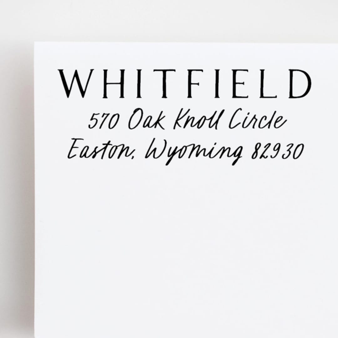 "Custom Address Stamp with Casual Handwriting | Self-Inking Stamp" - Address Stamps in black by Sara Luke
