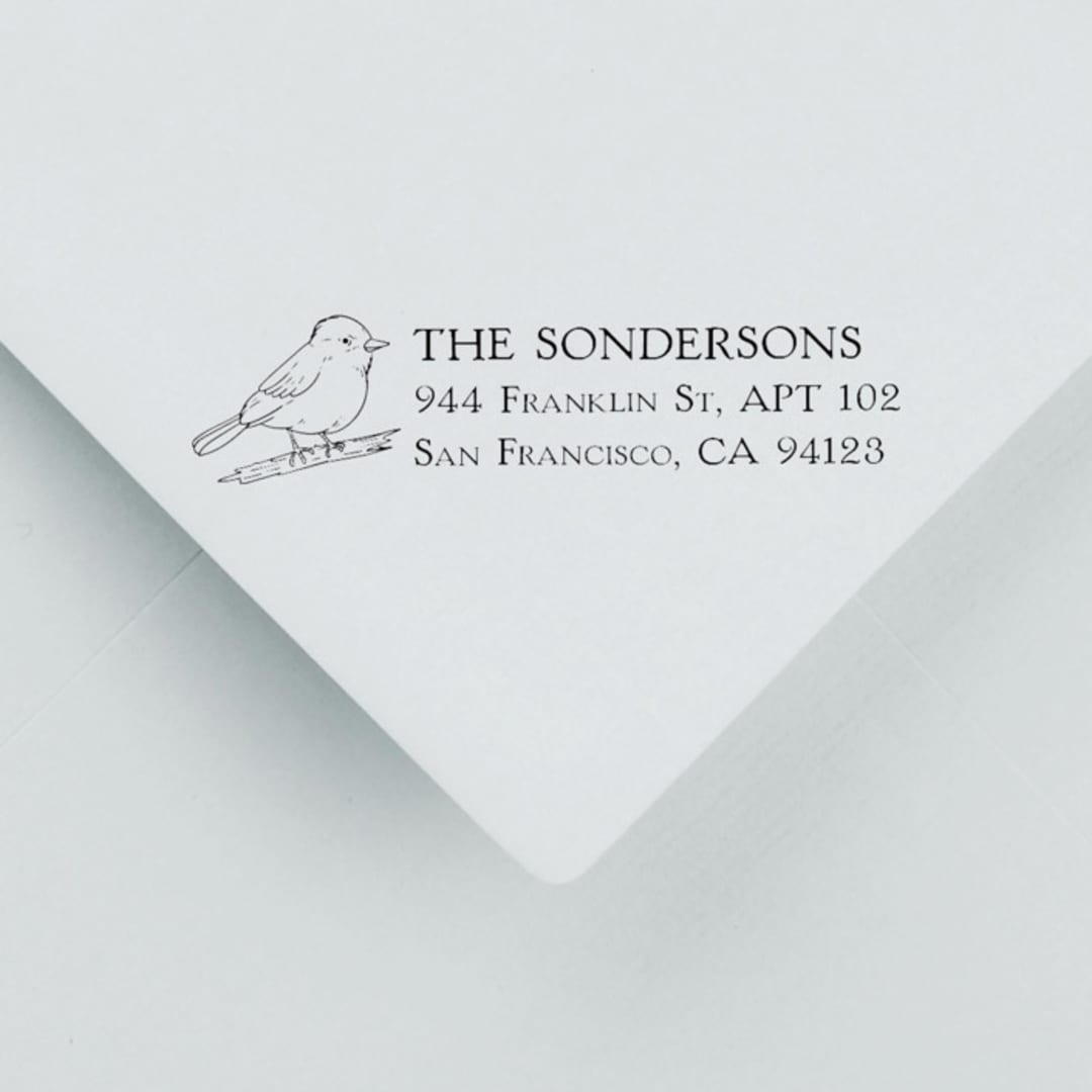 "Songbird Return Address Stamp | Self-Inking Stamp" - Address Stamps in black by Sara Luke