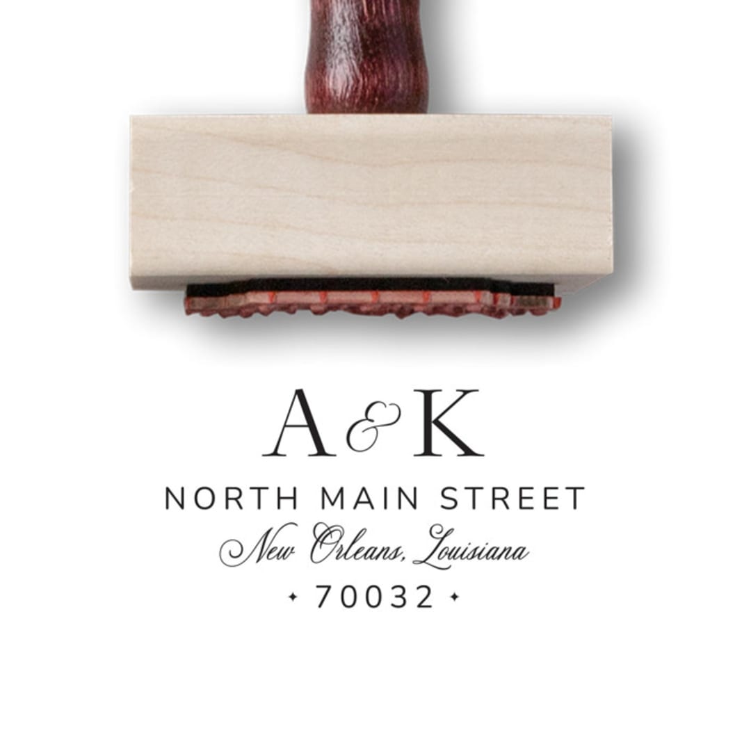 "Custom Wedding Monogram Return Address Stamp | Wooden Rubber Stamp" - Address Stamps in multicolorassorted-colors by Alyssa Cook