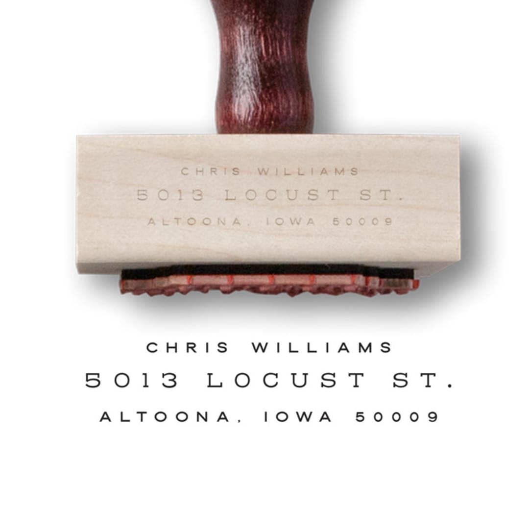 "Custom Return Address Stamp | Mid Century Modern | Wooden Rubber Stamp" - Address Stamps in multicolor by Alyssa Cook
