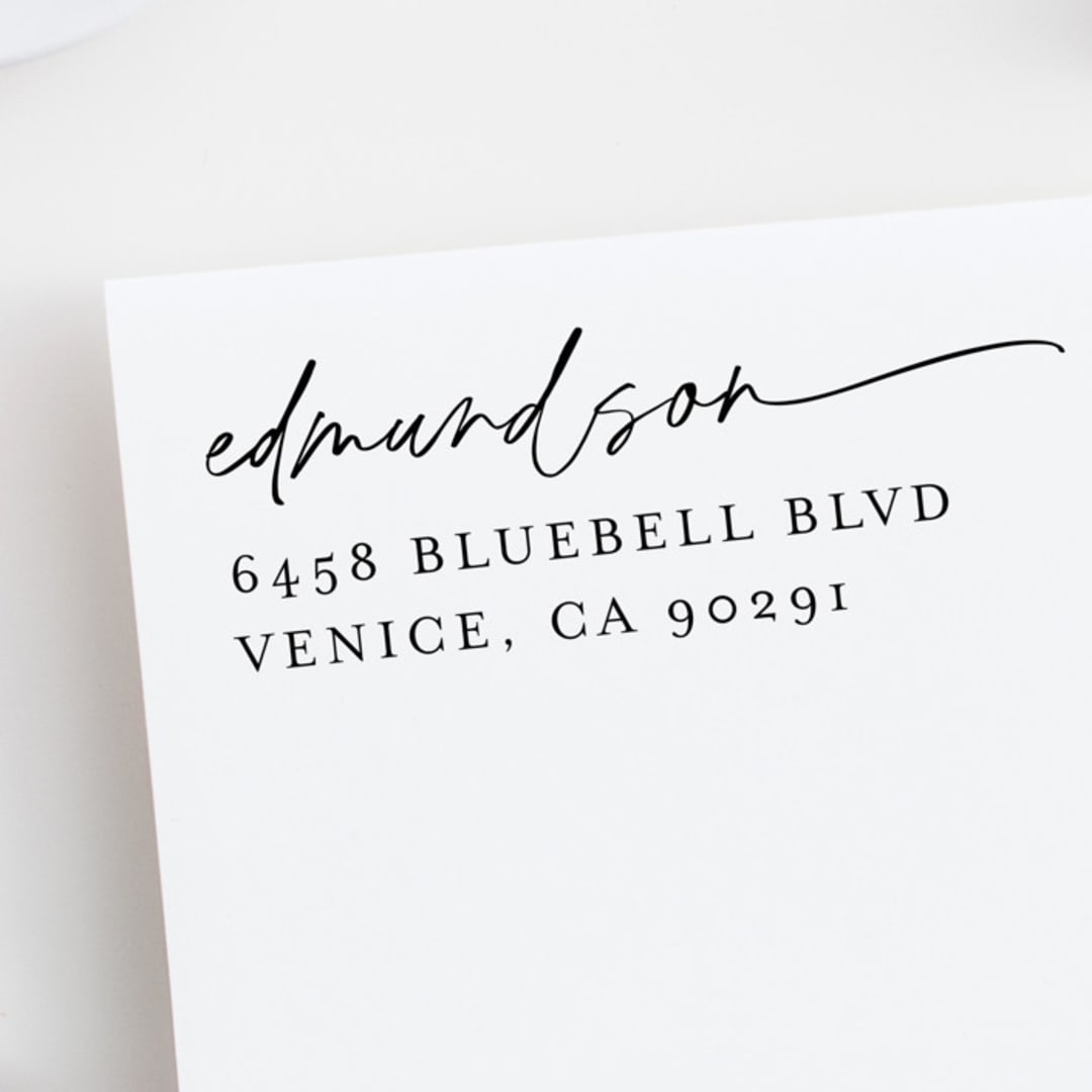 "Modern Script  Custom Address Stamp | Self Inking" - Address Stamps in black by Sara Luke