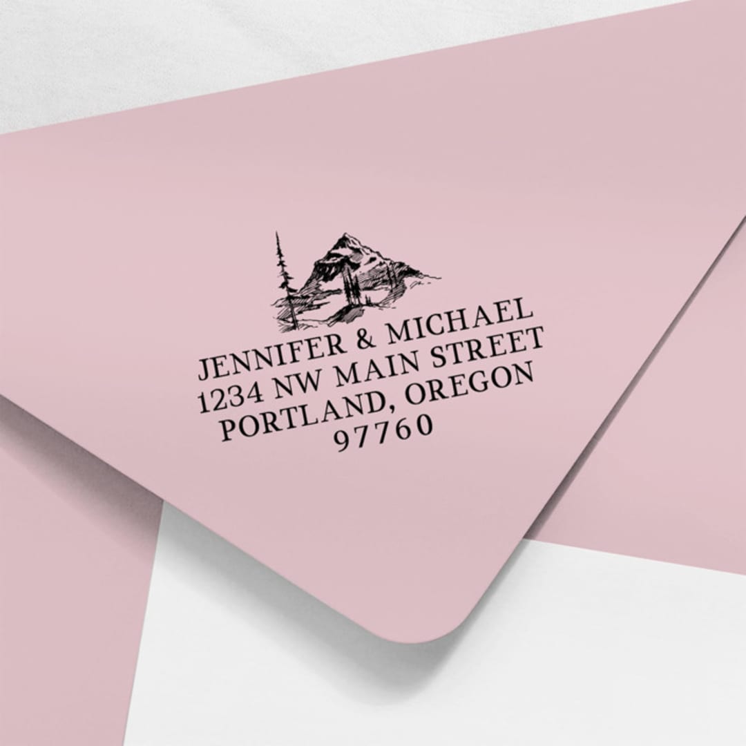 Mountains Sketch Address Stamp