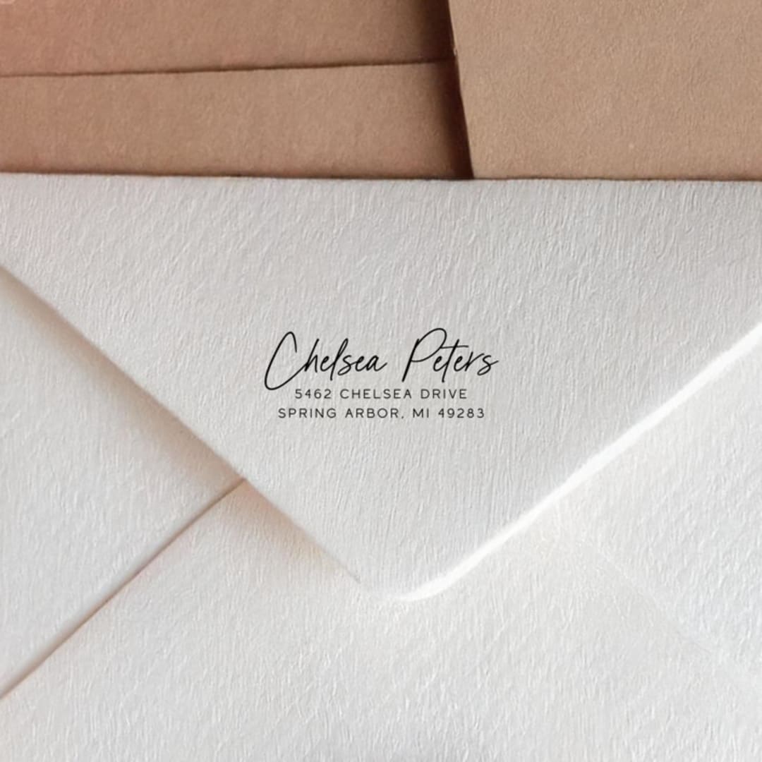 "Personalized Address Self-Inking Stamp with Elegant Calligraphy" - Address Stamps in black by Sara Luke