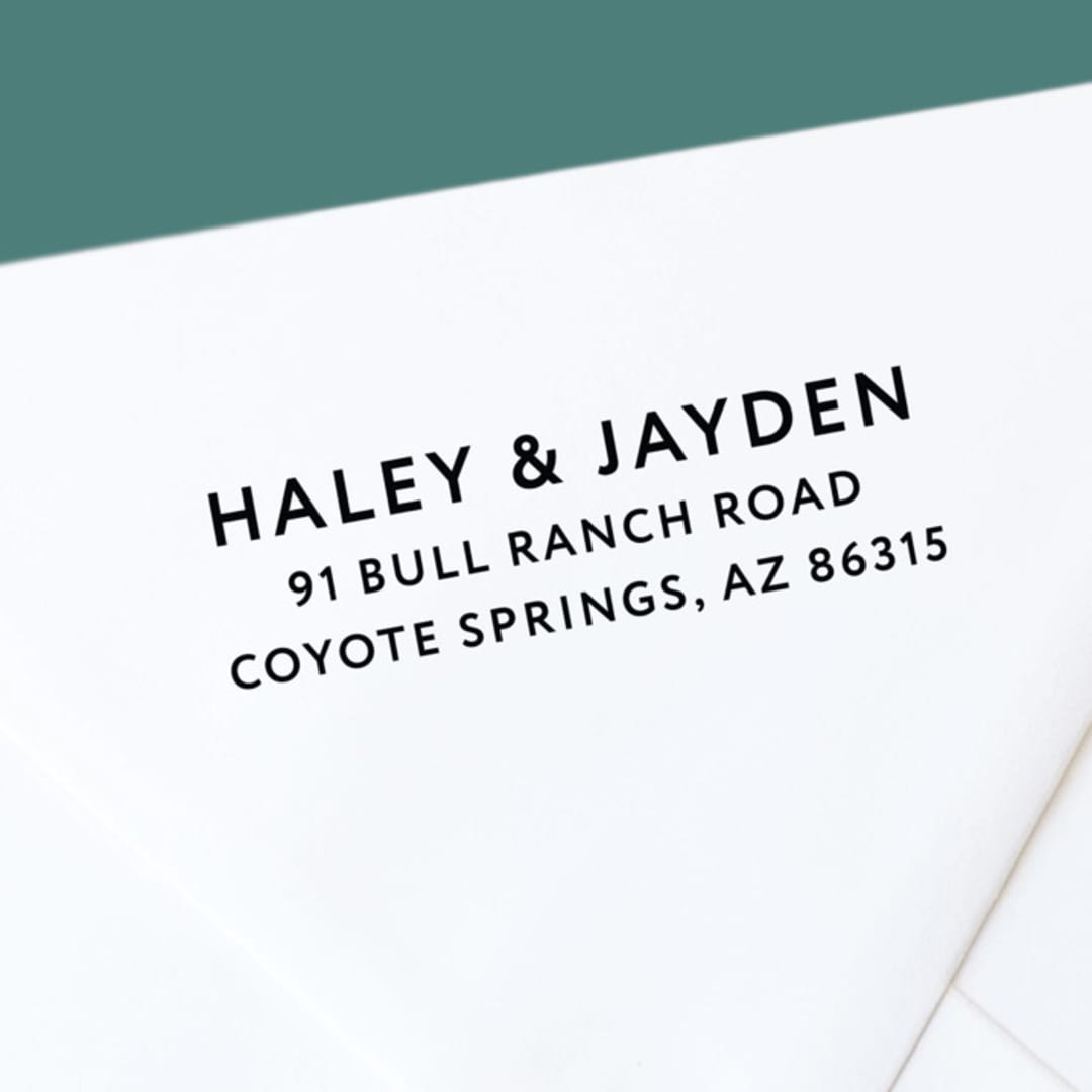"Personalized Self-Inking Return Address Stamp | Modern and Bold" - Address Stamps in white by The Homebody Society