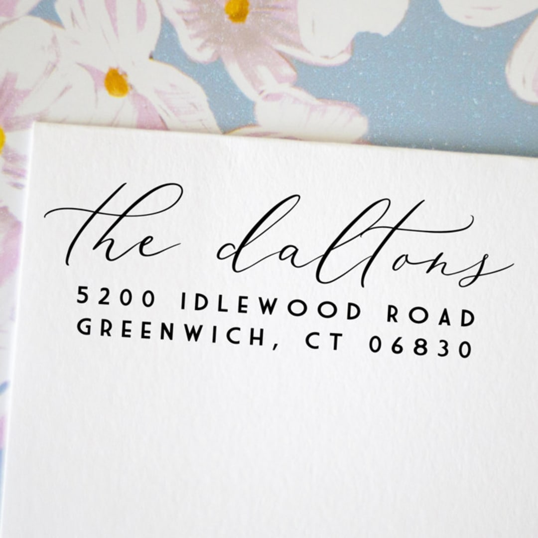 "Whimsical Script Custom Address Stamp | Self Inking" - Address Stamps in black by Sara Luke
