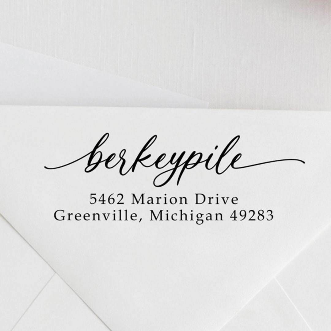 "Script  Custom Address Stamp | Self Inking" - Address Stamps in black by Sara Luke