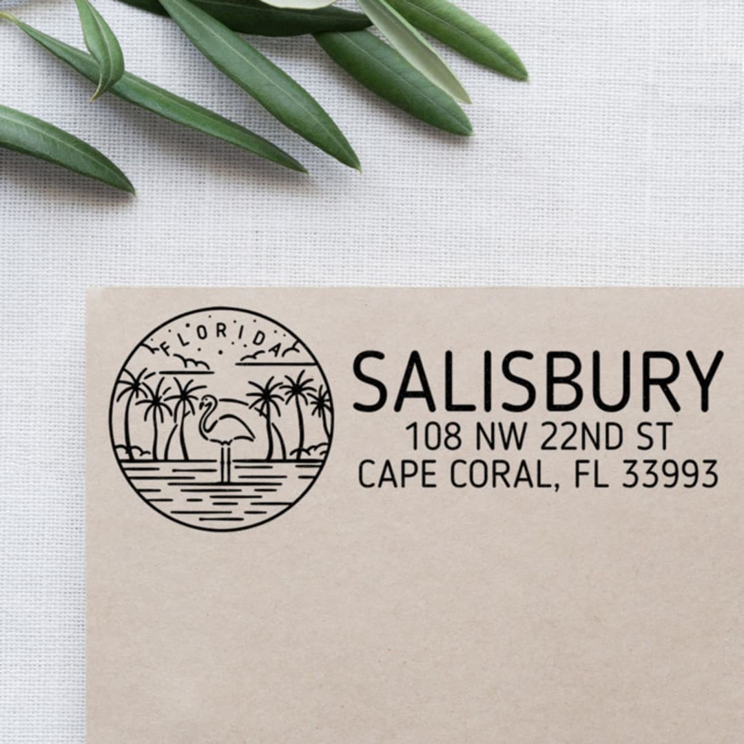 "Custom Florida Address Stamp | Self-Inking | Black Ink" - Address Stamps in black by Casey Harp
