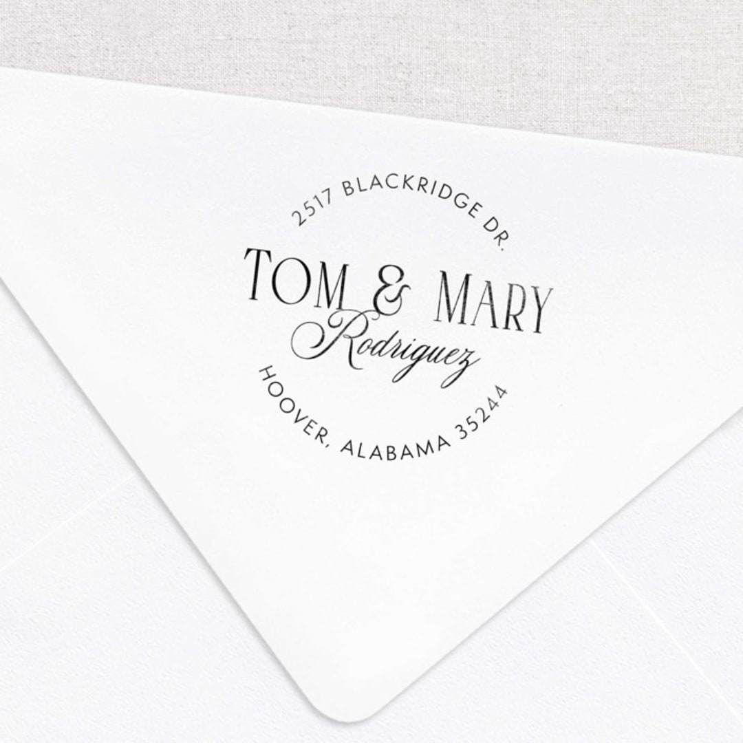 "Classic Round Custom Address Stamp | Personalized Wooden Rubber Stamp" - Address Stamps in multicolorassorted-colors by Alyssa Cook