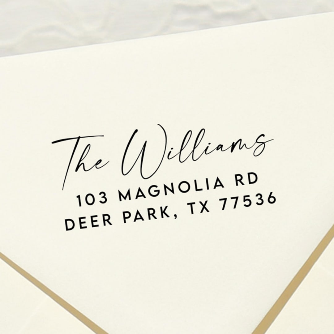 "Custom Family Address Stamp | Self Inking Return Address Stamp" - Address Stamps in black by Samantha Malvey