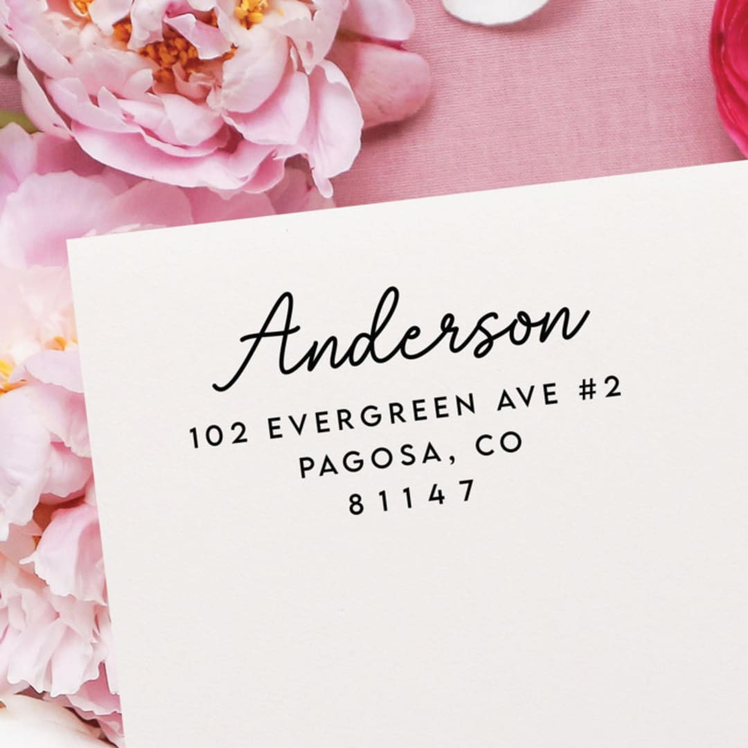 "Custom Last Name Address Stamp | Self Inking Return Address Stamp" - Address Stamps in black by Samantha Malvey