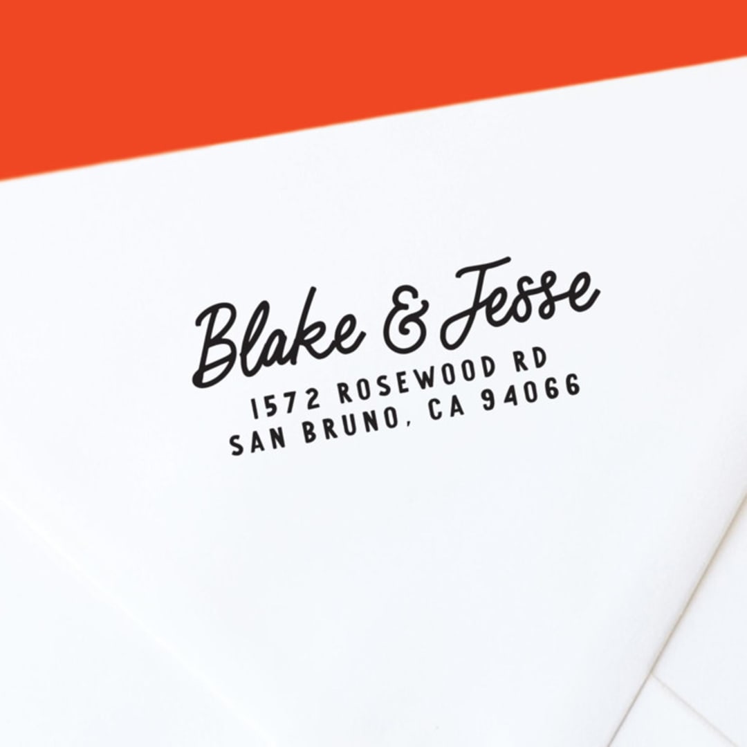 "Custom Self-Inking Return Address Stamp | Handwritten Style Font" - Address Stamps in black by The Homebody Society