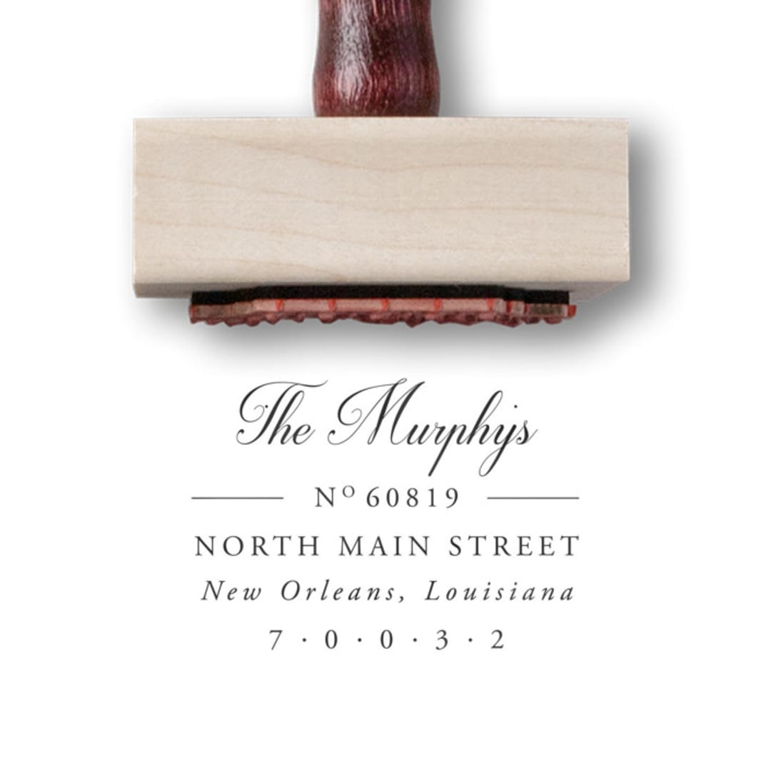 "Custom Calligraphy Address Stamp | Return Address Stamp | Wooden Rubber Stamp" - Address Stamps in multicolorassorted-colors by Alyssa Cook