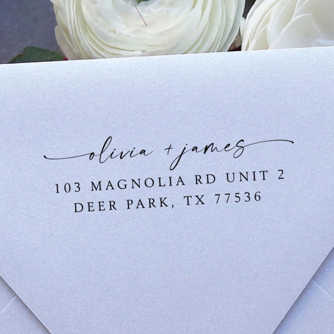 "Classic Love Address Stamp | Self Inking Return Address Stamp" - Address Stamps in black by Samantha Malvey