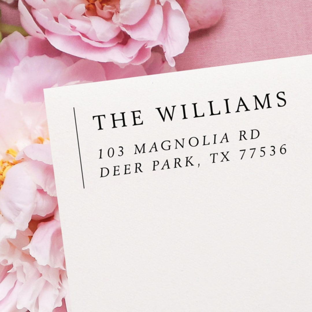 "Classic Address Stamp | Self Inking Return Address Stamp" - Address Stamps in black by Samantha Malvey