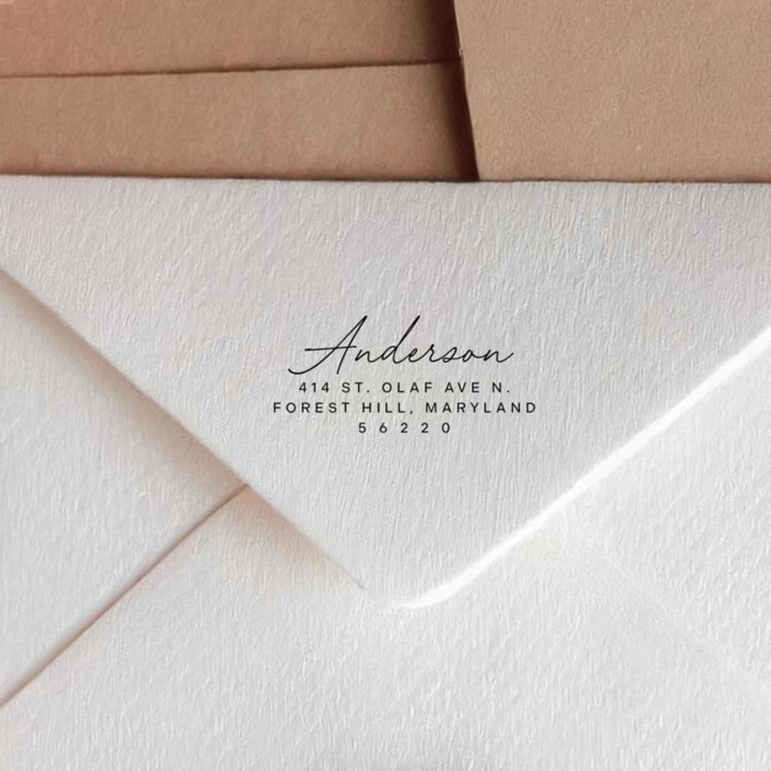 "Personalized Address Self-Inking Stamp with Elegant Calligraphy" - Address Stamps in black by Sara Luke