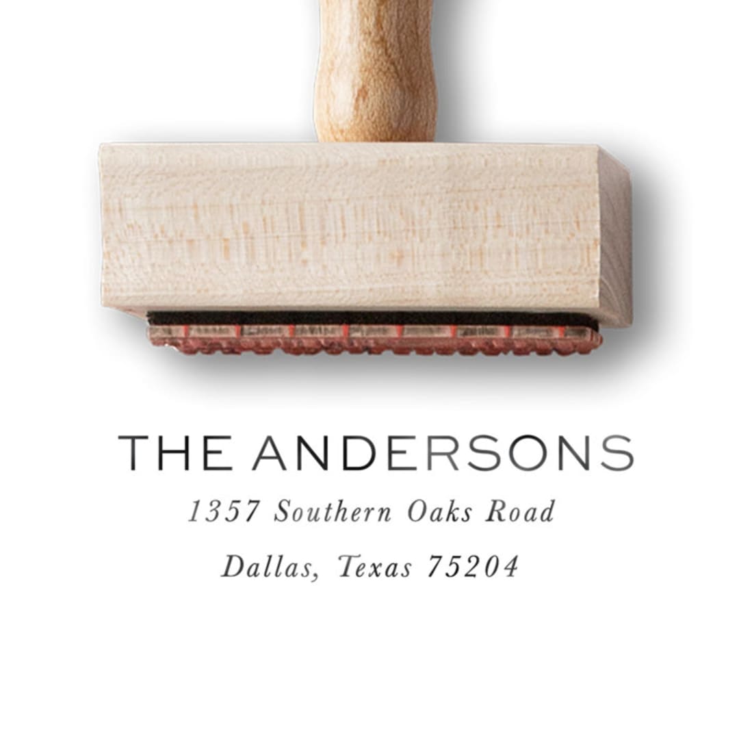 "Custom Return Address Stamp | Modern Wooden Rubber Stamp" - Address Stamps in blue by Alyssa Cook