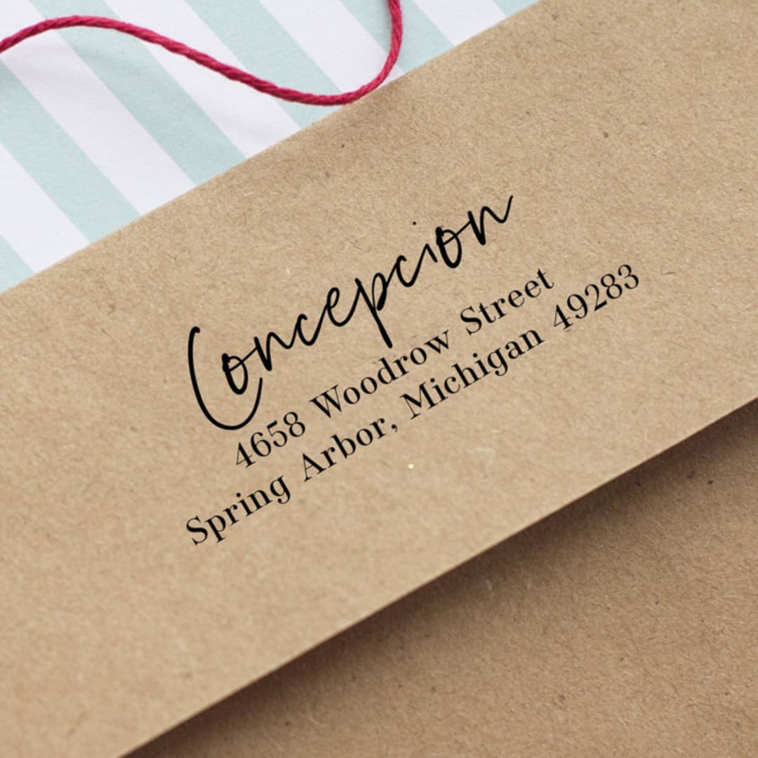 "Modern Script  Custom Address Stamp | Self Inking" - Address Stamps in black by Sara Luke