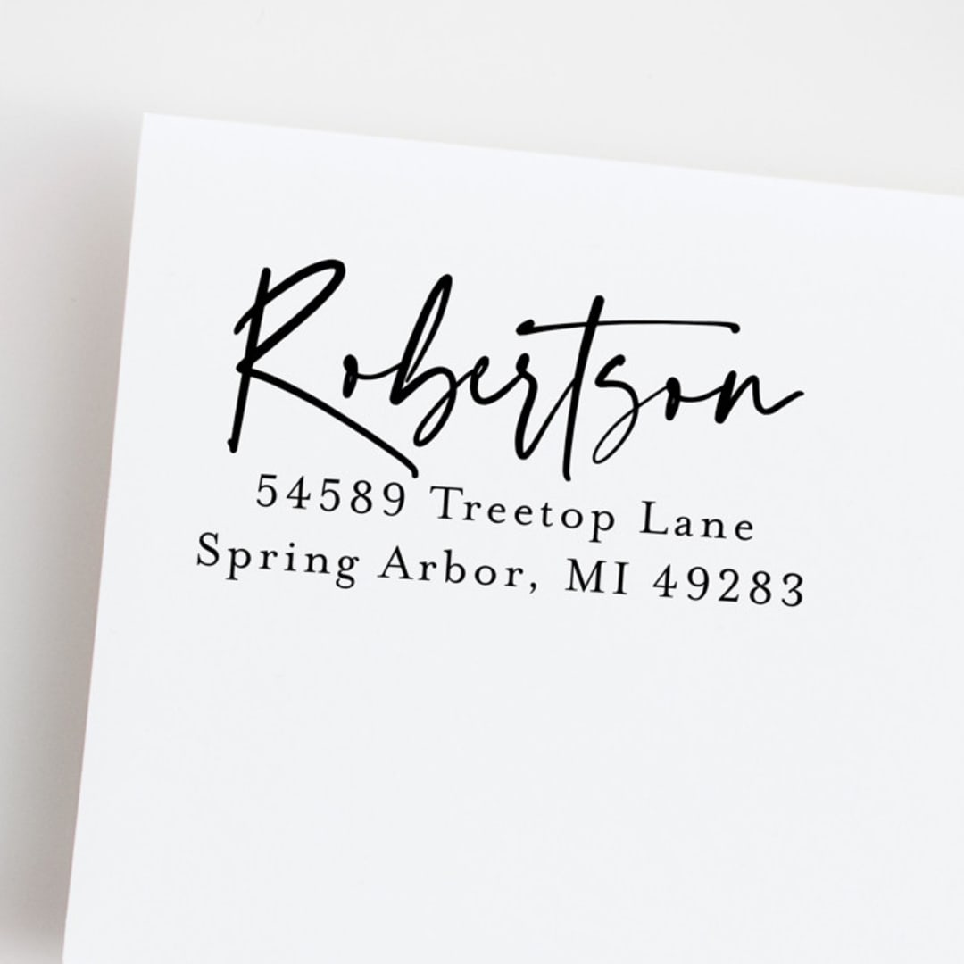 "Personalized Self-Inking Stamp with Handwriting Script" - Address Stamps in black by Sara Luke