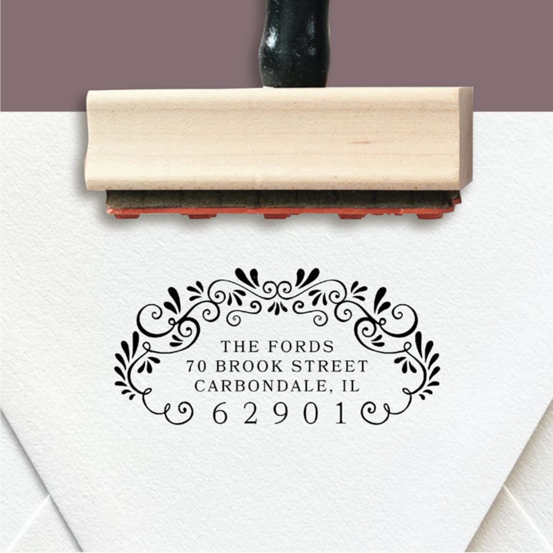 "Custom Return Address Stamp | Romantic Victorian Filigree Design" - Address Stamps in black by The Homebody Society