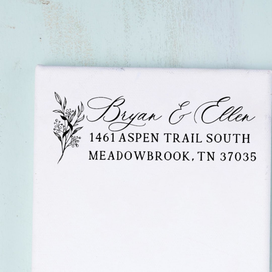 "Personalized Botanical Address Self-Inking Stamp" - Address Stamps in black by Sara Luke