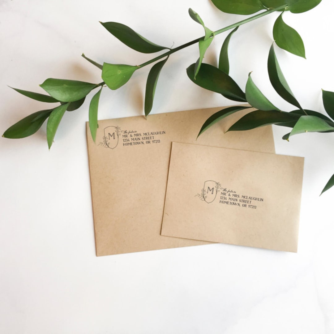 "Future Mr and Mrs Monogram Crest Address Stamp" - Address Stamps in multicolorassorted-colors by Paper Sushi