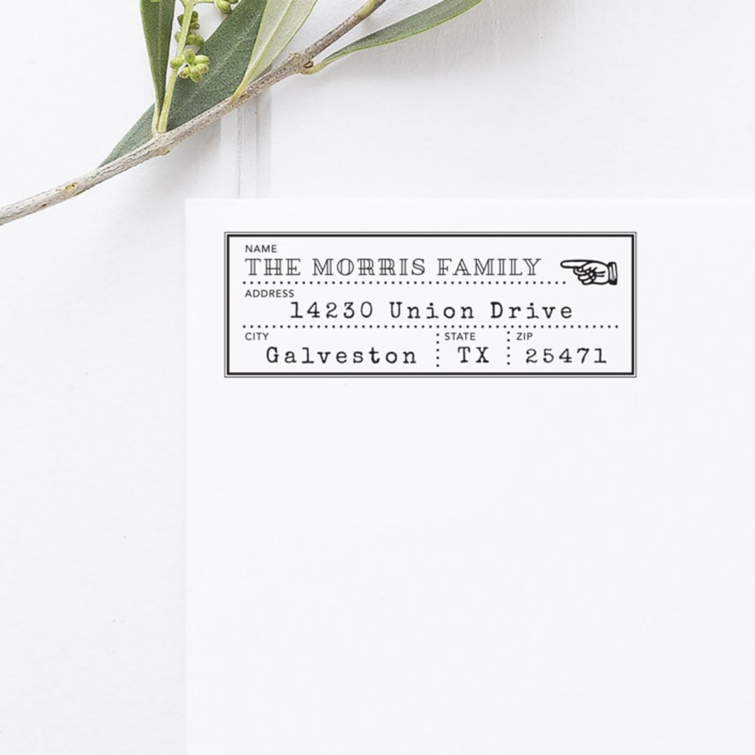 "Retro Return Address Self Inking Stamp" - Address Stamps in black by Port of Reverie