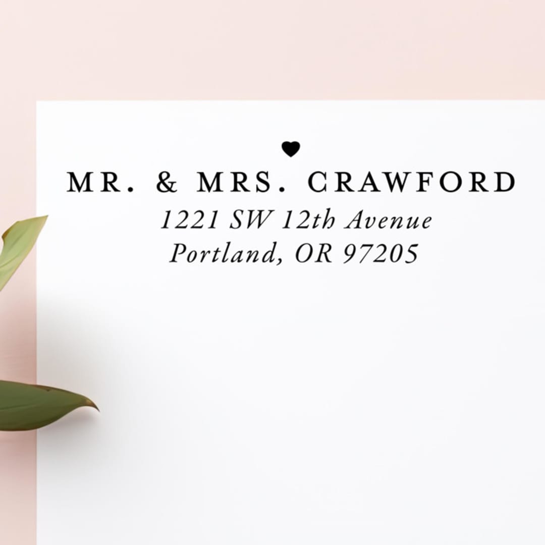 "Minimalist Heart  Custom Address Stamp | Self Inking" - Address Stamps in black by Sara Luke