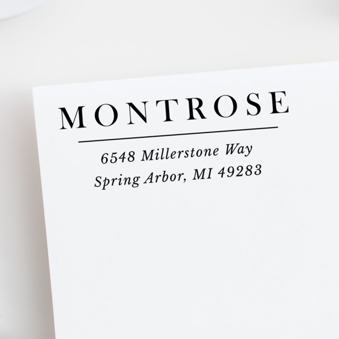 "Modern  Custom Address Stamp in a Minimalist Style | Self Inking" - Address Stamps in black by Sara Luke