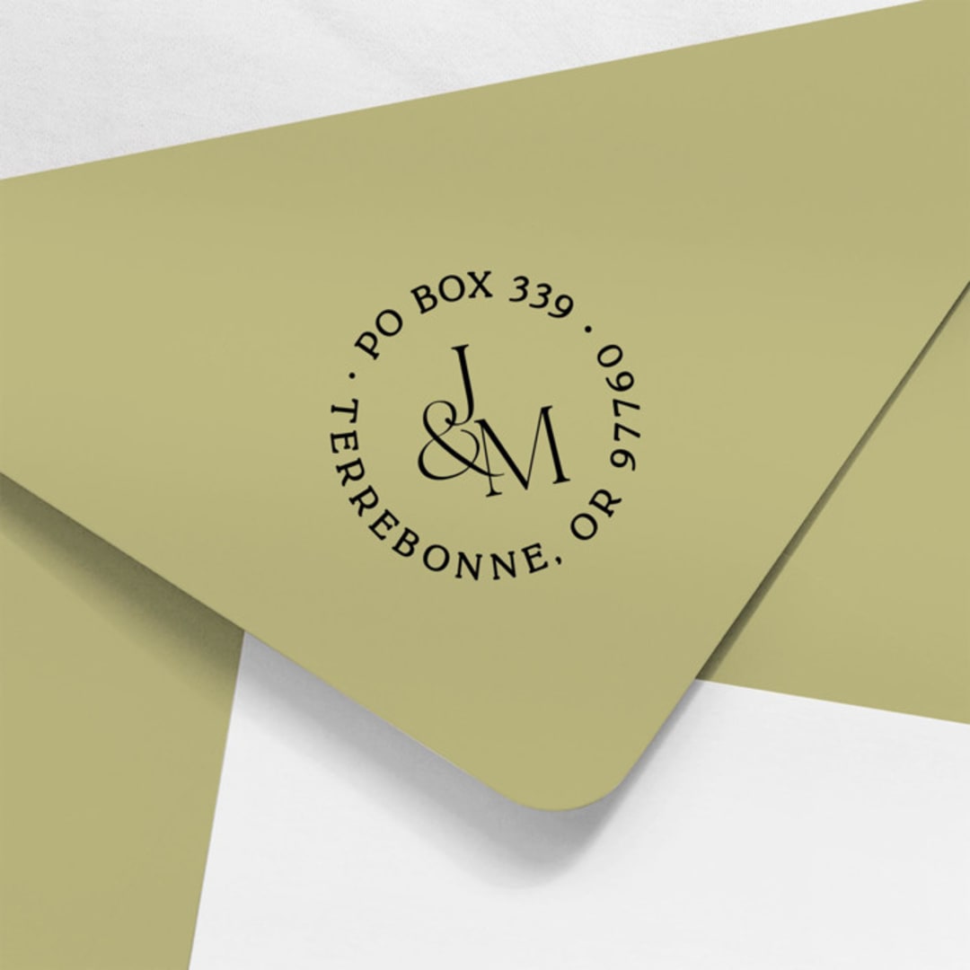 "Round Monogram Address Stamp" - Address Stamps in multicolorassorted-colors by Paper Sushi