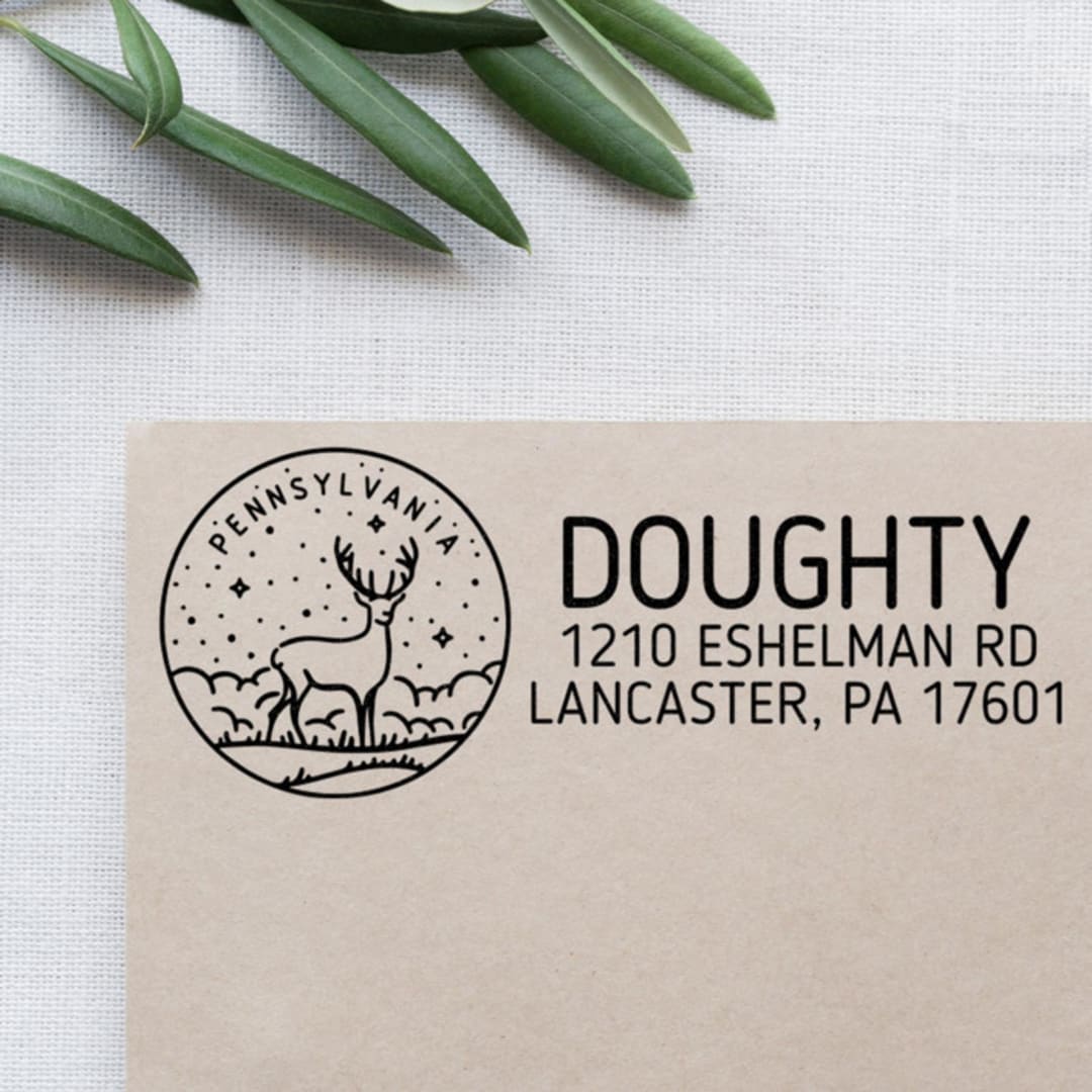 "Custom Pennsylvania Address Stamp | Self-Inking | Black Ink" - Address Stamps in black by Casey Harp